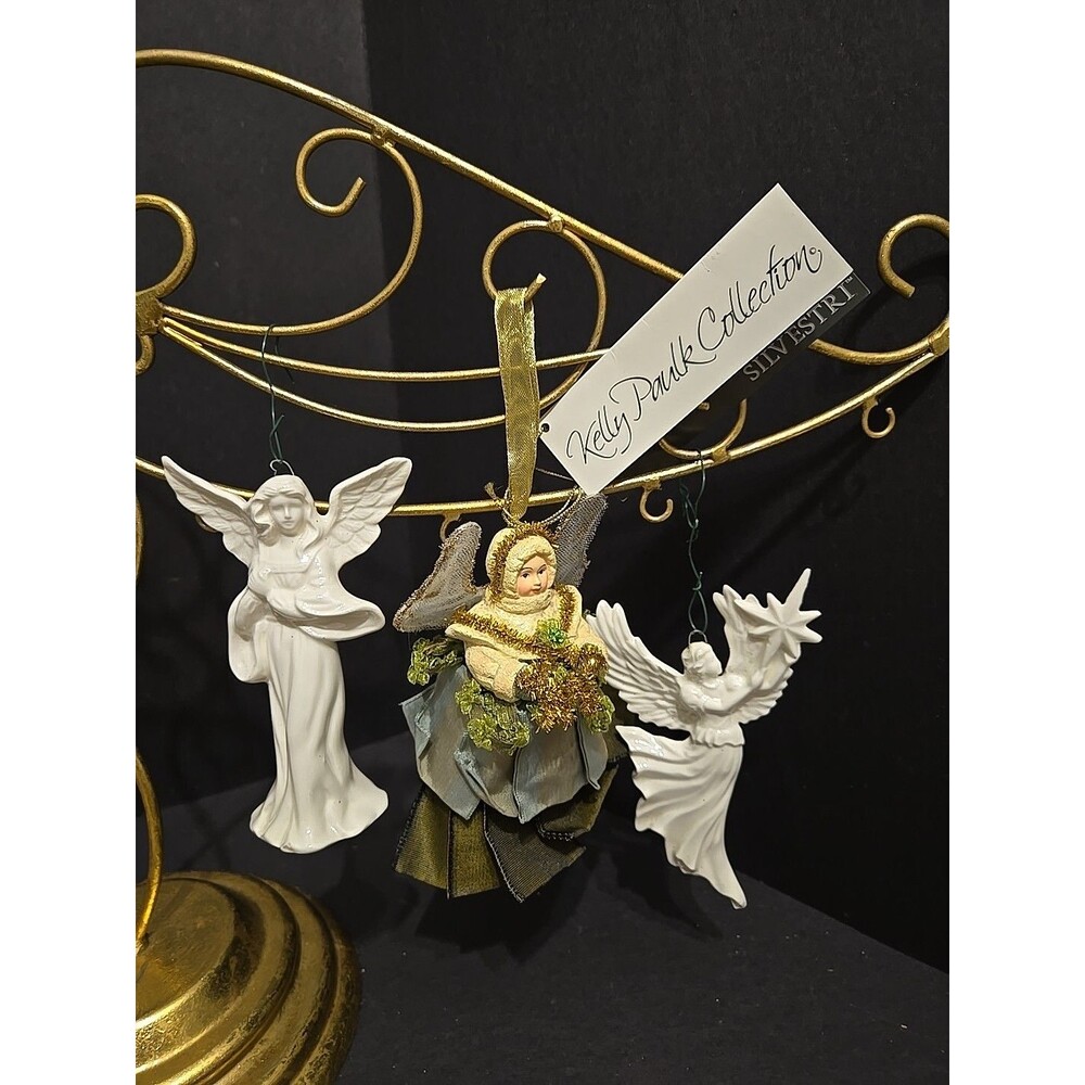 Kelly Paulk Silvestri Angel Tassel Christmas Ornament & Ceramic Angels Lot of 3
